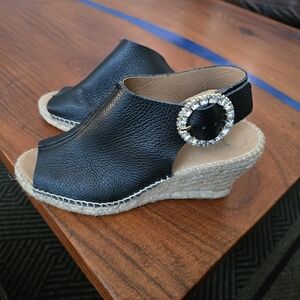 Elegant Black Espadrille Wedge Sandals